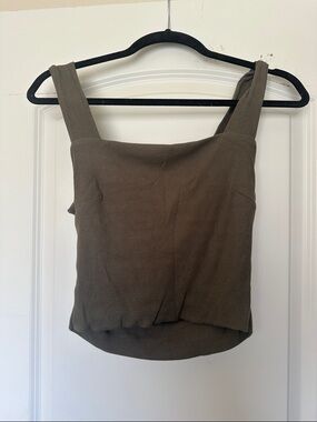 ILLA ILLA Olive-Tone Ribbed Square-Neck Camisole